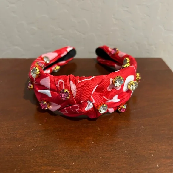 Red Heart-Print Jeweled Knotted Headband - Women Accessories - Picture 5 of 7